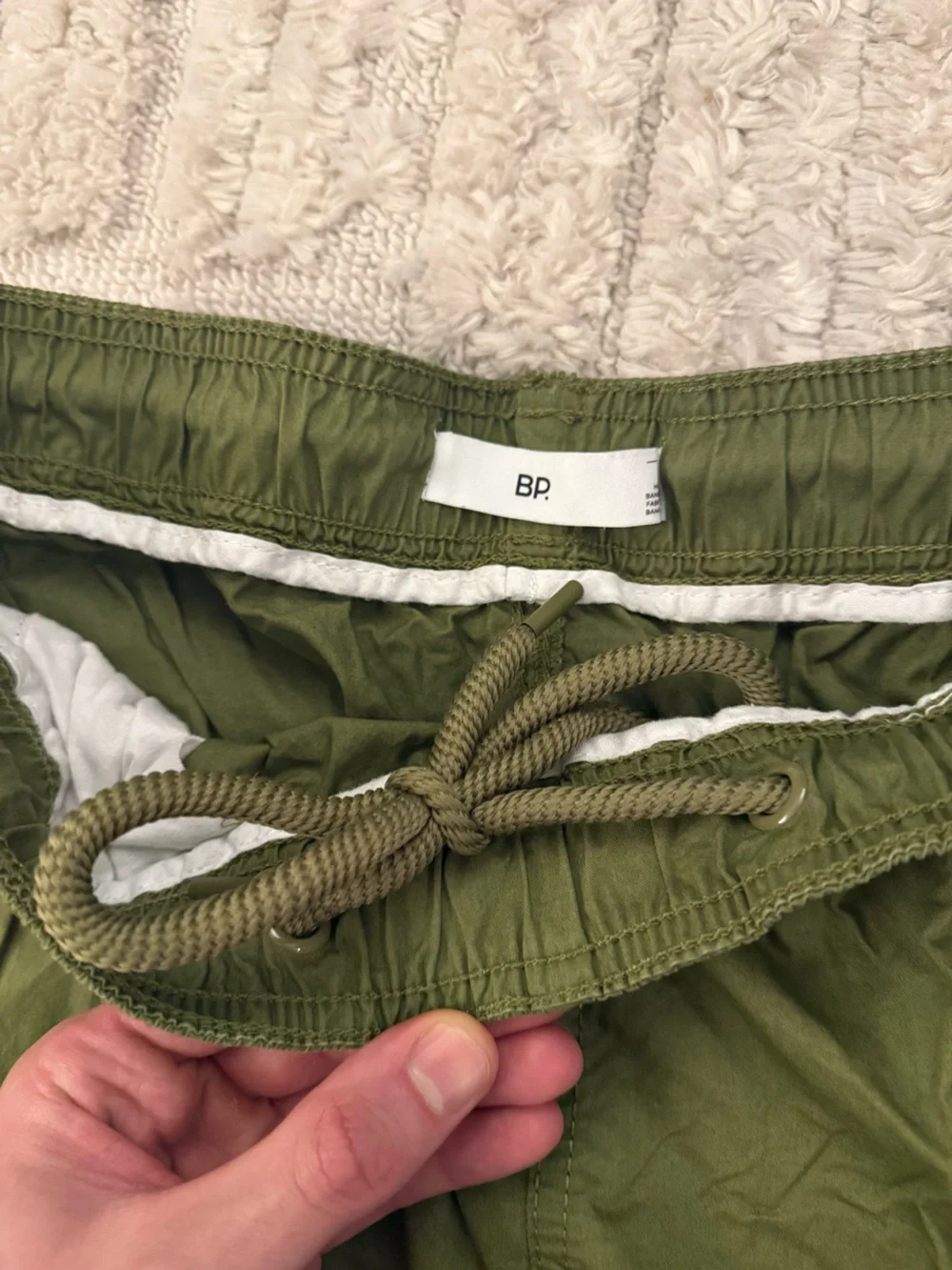 BP. Nordstrom Men’s Cotton Drawstring Shorts – Size L – Olive Green